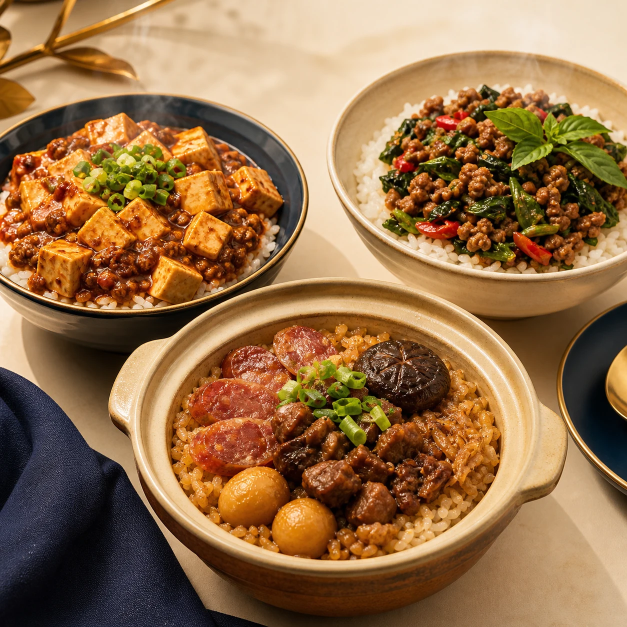 正餐、義式料理、燉湯、輕食與甜點等多元餐點示意